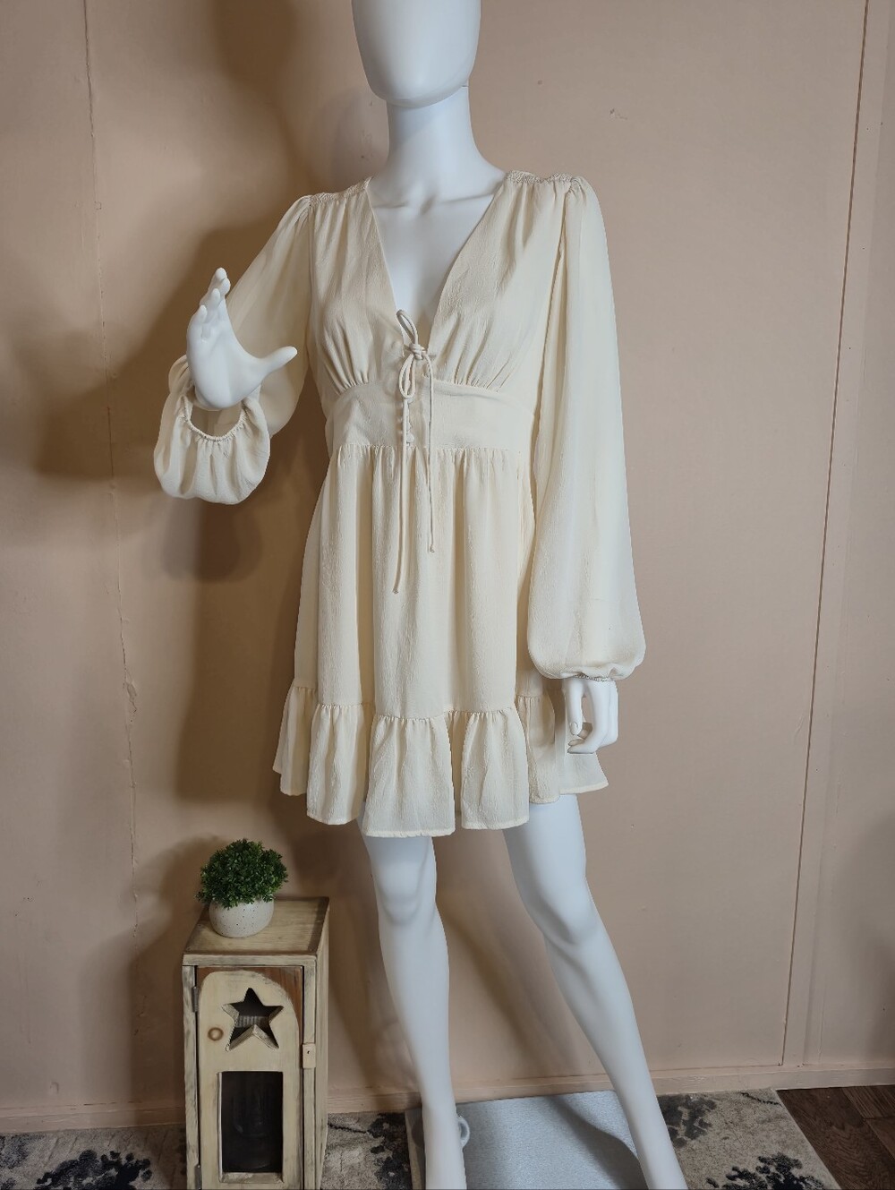 Lulu's Ivory Long Sleeve Dress